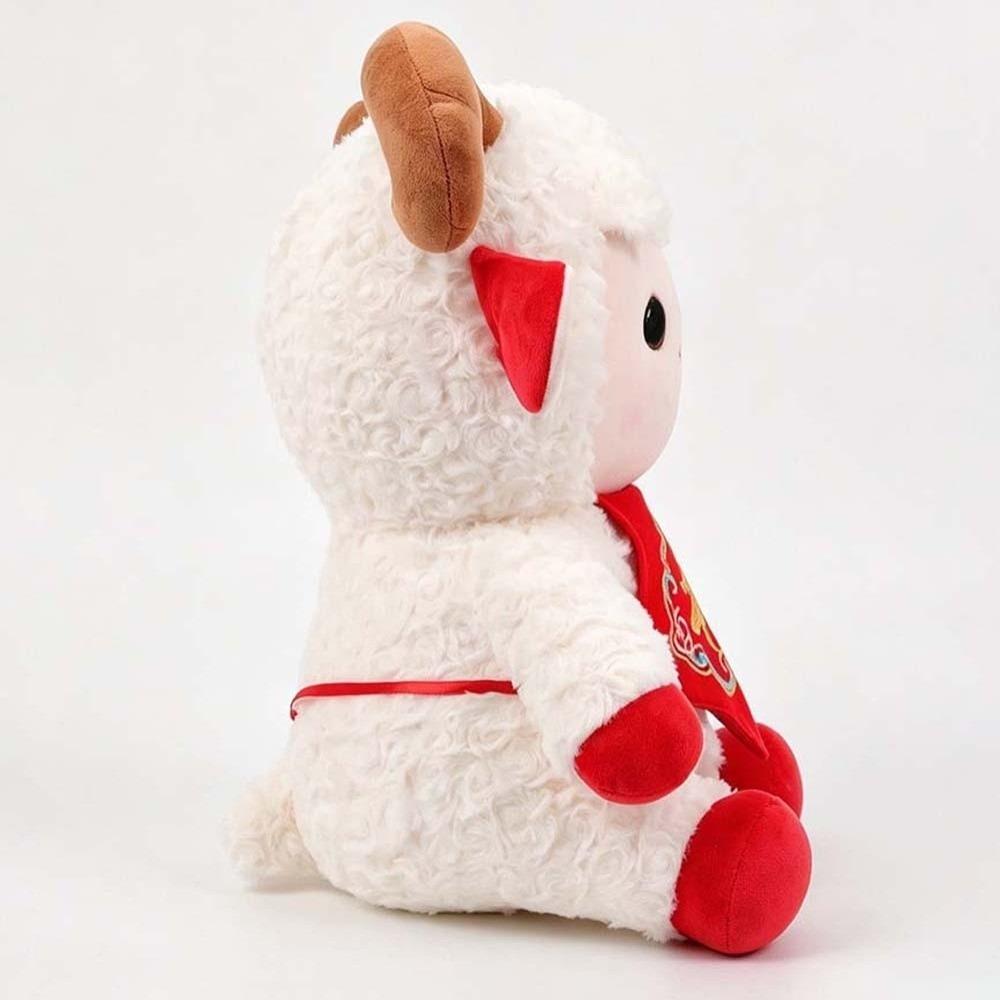 Fluffy Fortune Lamb Doll Cute New Year Mascot Blessing Sheep Ornament Stuffed Ram Toy Room Display