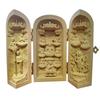 Three-Buddha Wooden Carved Buddha Statue, Thirteen Buddhas, Boxwood, 10cm Tall, Perfect for the First Bon Festival (Hatsubon), New Bon Festival