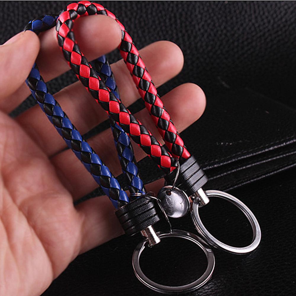 2Pcs Creative PU Leather Braided Rope Keychain Car Key Ring For Women Men Fashion Key Holder Accessories