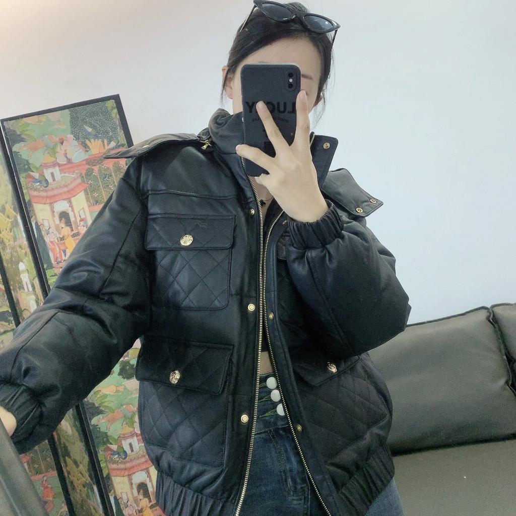 Новая куртка Xiaoxiang из натуральной кожи с гусиным пухом и овчиной, короткая повседневная женская куртка с капюшоном, зимняя