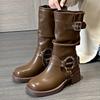 Женские зимние ботильоны на толстой подошве, модные ботинки челси 2025 года, повседневные кожаные туфли-лодочки для ходьбы в готическом стиле Botas Mujer