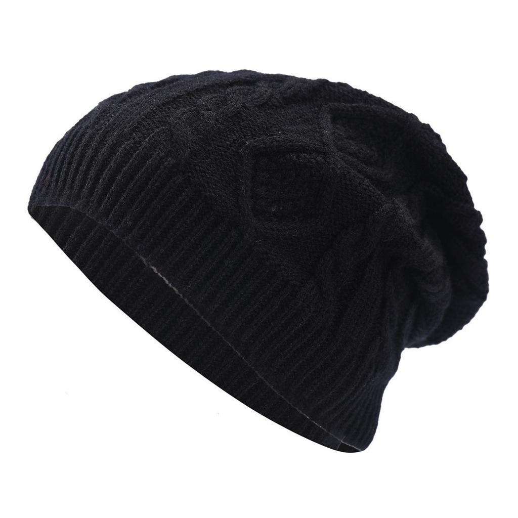 New Single Layer Pleated Pile Pullover Hat for Men and Women Knitted Autumn and Winter Rhombus Ear Protection Warm Woolen Hat