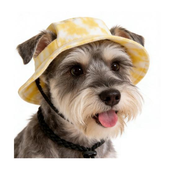 Pet Hiking Hat Dog Sun with Ear Holes, Wide Brim Protection Hat, Adjustable Cooling Drawstring for Small And Medium Dogs Outdoor Walking