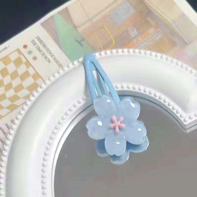 Милые милые волосы с цветущей вишней, заколка для волос сбоку, симпатичные девушки, заколка BB, Y2K, заколка для челки сбоку, аксессуары для волос, заколки для волос из свежих цветов