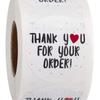 500-Roll Round White Stickers: "Thank You for Your Order" with Red Heart - Perfect for Handmade Purchases