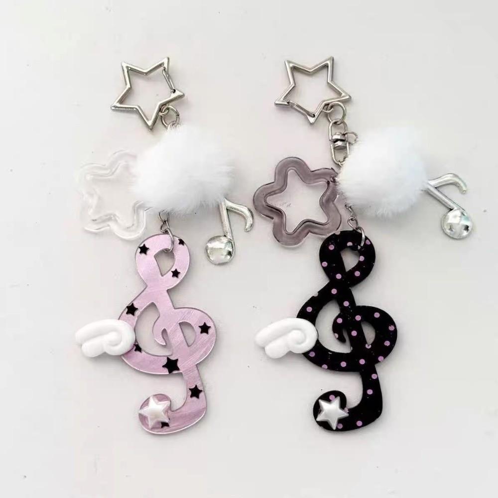 Harajuku Pendant Necklace Acrylic Bag Charms Sweet Musical Notes Keychain Bag Decoration