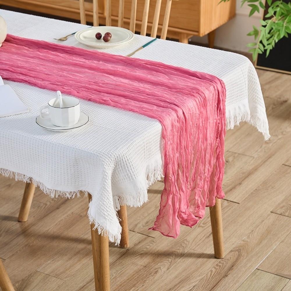 Gift Semi Sheer Cheesecloth Table Runner 35×70 Inch Polyester Gauze Table Cloth Boho Table Decorations Wedding