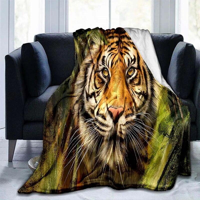 Фланелевое одеяло с рисунком тигра и животного, покрывало для дивана, мягкое теплое одеяло для взрослых, дорожное одеяло, охлаждающее одеяло