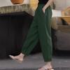 Women's Fashion Loose Cotton Linen Solid Color Casual Side Pocket Elastic Drawstring Trousers