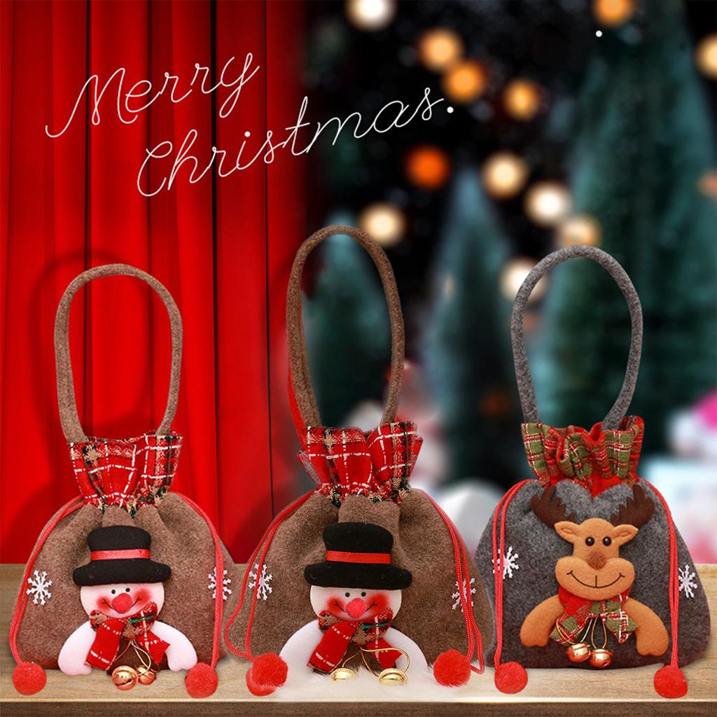 Christmas Eve Candy Bag with Cute Elk Doll Design Festival Gift Bag Suitable for Mantel Shelf Table