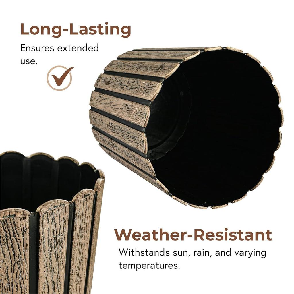 2 шт. Горшки 11 дюймов с деревянной текстурой для растений, для балкона и гостиной | Цветочные горшки для сада | Декоративные кашпо для домашнего декора