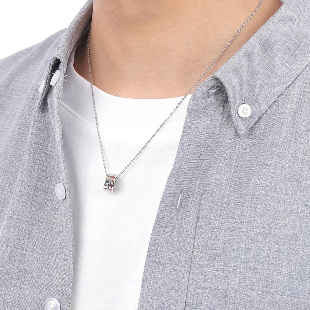 Pair Necklace Set of 2 Surgical Stainless Steel Red Thread Double Ring Ring Parts 2 Message Cubic Zirconia Hypoallergenic 38cm 45cm 4SUP110SV