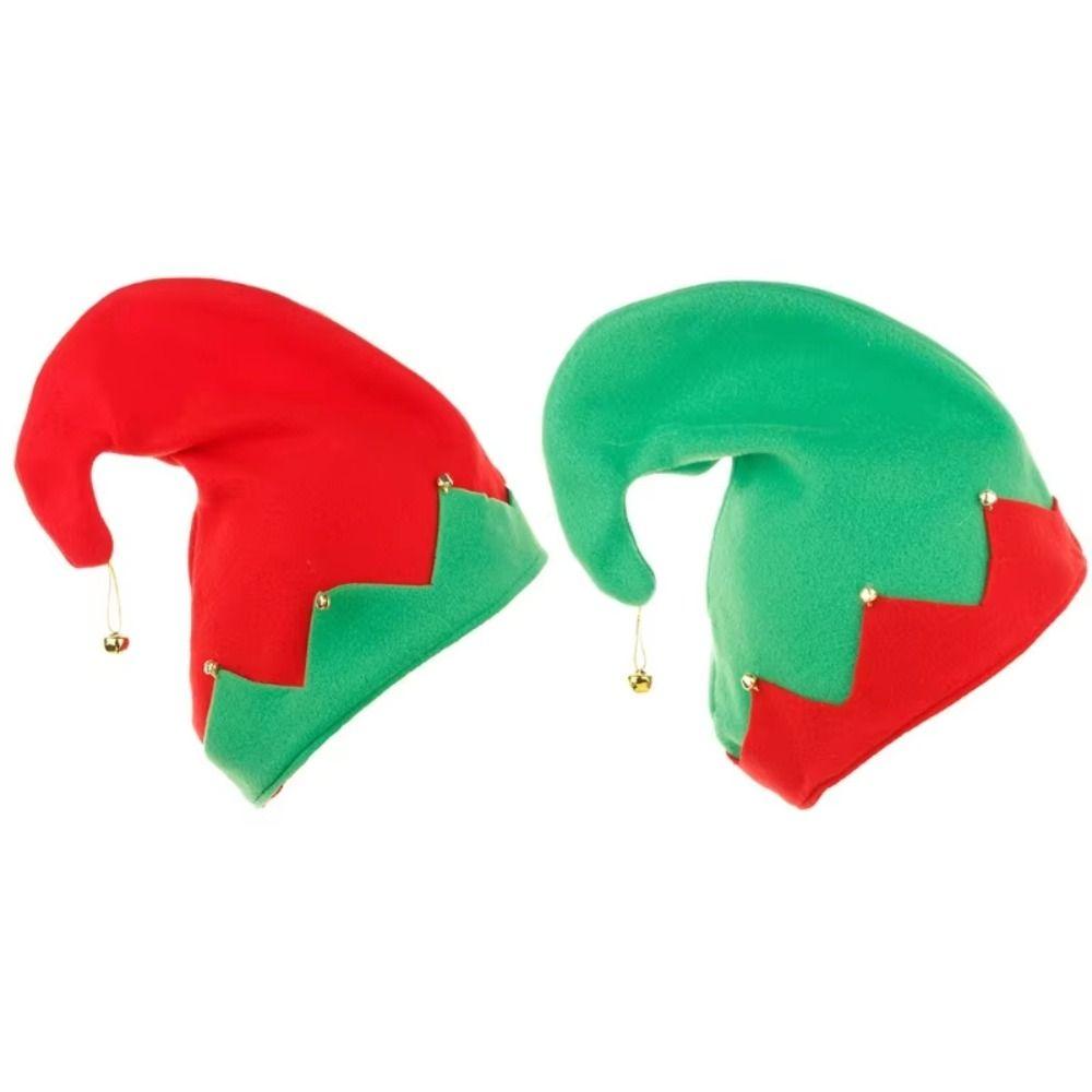 Plush Elf Hat Metal Bell Ornament Christmas Hat Classic Christmas Headwear Gift Giving
