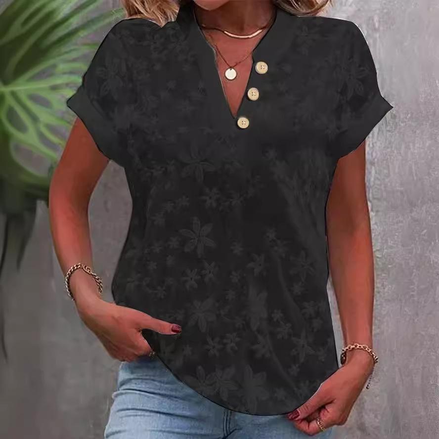 Женские повседневные летние блузки и рубашки EastRogue, однотонные, с принтом, с коротким рукавом, с V-образным вырезом