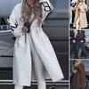 Women Winter Coat with Hood And Side Pockets Patchwork Knitted Sleeves Outerwear Letter Pattern Loose Mid Length Drawstring Waist Solid Color Overcoat