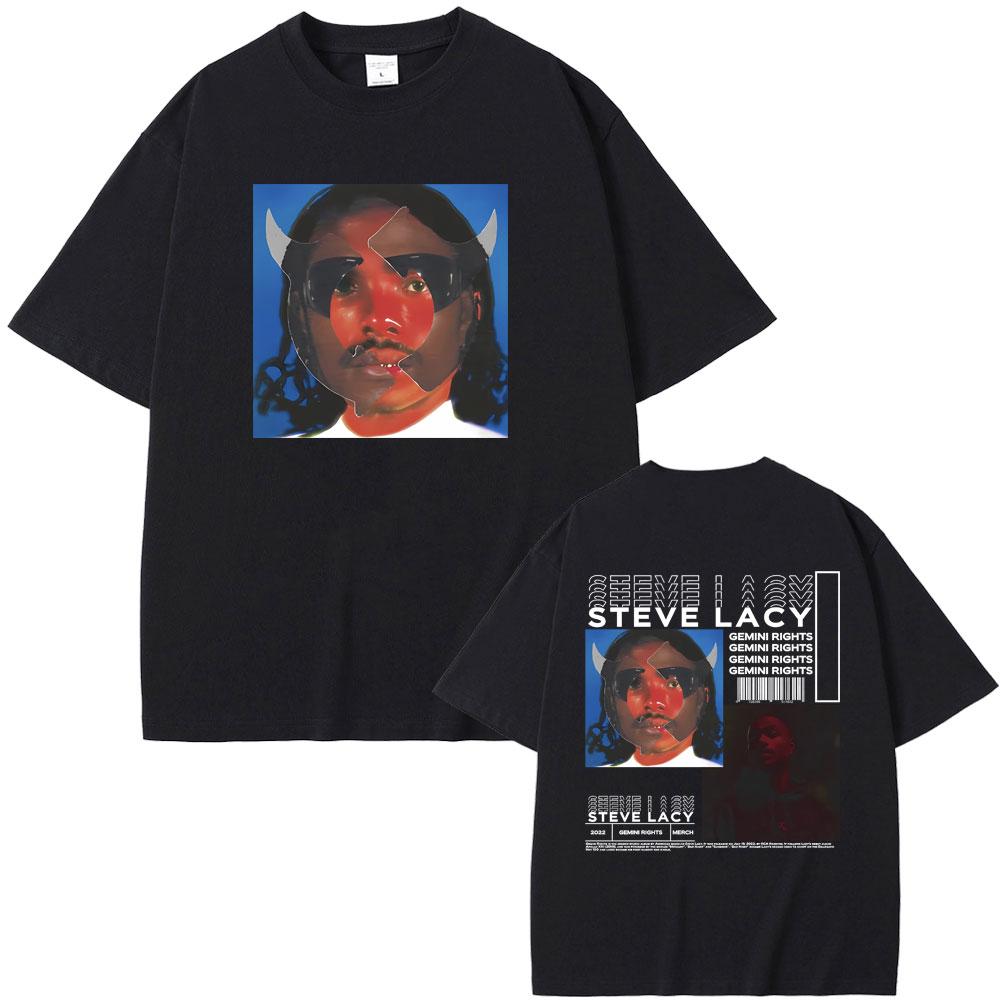 Rapper Steve Lacy Gemini Rights Album Cover Double Sided Print Tshirt Unisex Hip Hop Oversized Tshirt Unisexs Fashion Vintage Tees