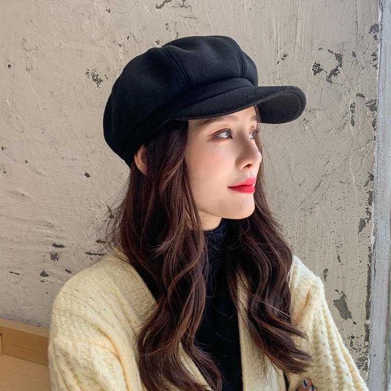 Инс восьмиугольная шляпа осень и зима черный берет универсальная британская ретро кепка газетчика модная шляпа