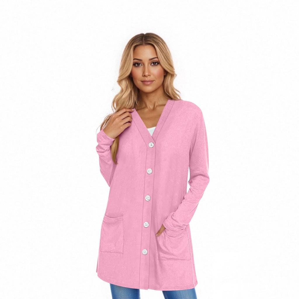 Women's Long Sleeve Cardigan Casual Jacket With Pockets Top