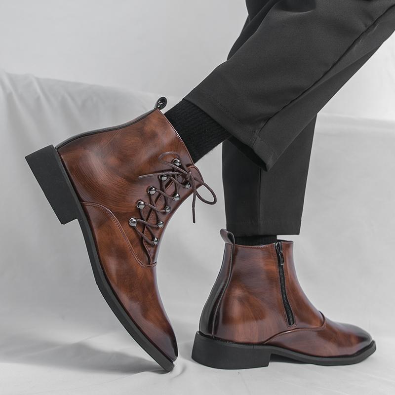 Мужские высокие черные кожаные ботинки Платье Формальный Бизнес Ретро Коричневые ботильоны Смокинг Фиолетовые Свадебные туфли Большой размер