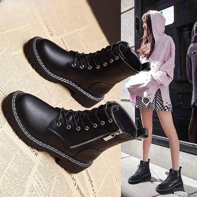 Распродажа, туфли на платформе с квадратным каблуком, женские ботильоны с круглым носком на молнии на шнуровке, осенне-зимняя повседневная женская обувь