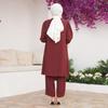 Foulard Collar Women Tunic Pants Double Suit Combine Islamic Muslim Casual Fashion Loose Summer Summer New Season Turkey