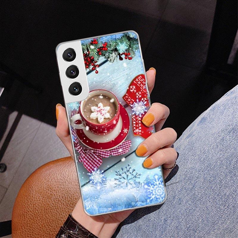 Winter Coffee Christmas Phone Case For Samsung Galaxy S24 S25 Edge S26 Ultra S23 S22 S21 Plus S20 FE + Personalized Print Cover