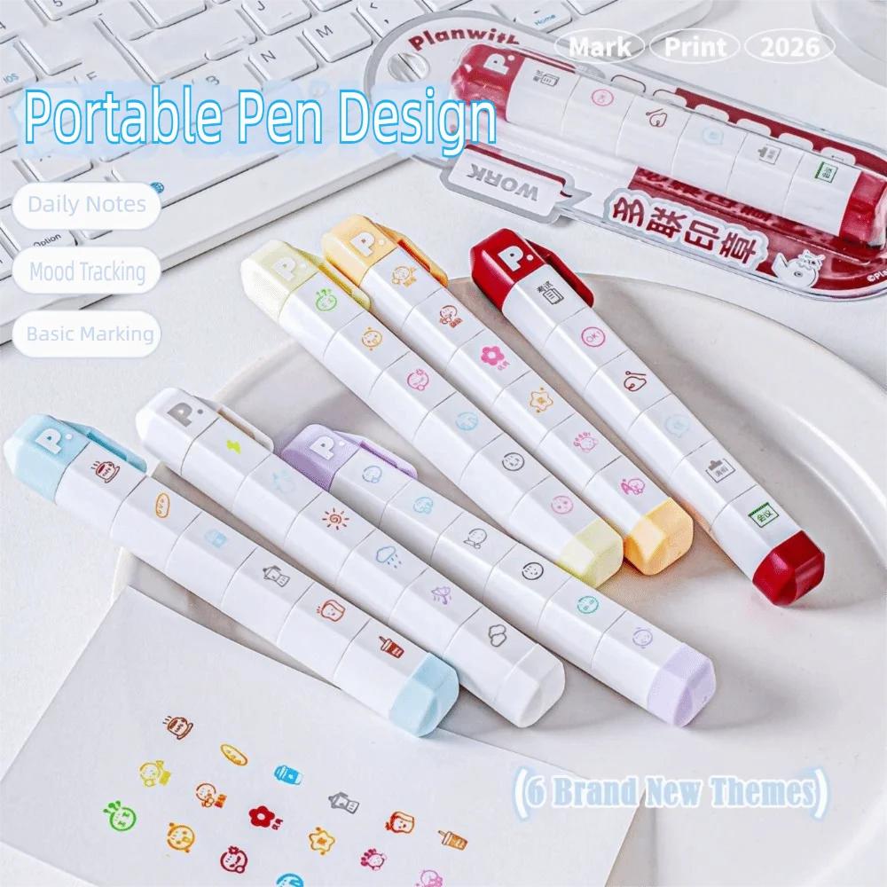 Cute Detachable Arrival Cute To Do List Journal Stamp Multi-Head Portable Diary Seal Stamp Mark for Scrapbook Journal