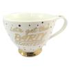 [P5212] - Porcelain Mug 'Let's Get This Party Started! 'golden Ivory - 10x9. 3cm