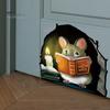 Christmas Mouse Wall Hole Sticker Mouse Reading Book Wall 3D Sticker Decal Funny Adorable Wall Corner Sticker Kids Room Nursery Christmas Decor