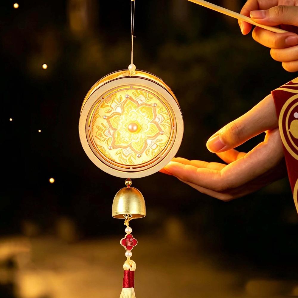 Handmade Fabric Lamp Kit Glowing Mid Autumn Craft Windchime Lantern DIY Gifts