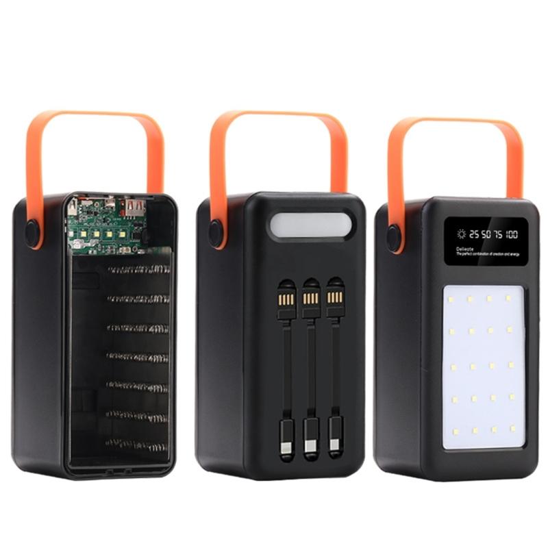 DIY 28 x 18650 PD QC3.0 USB 10W 22.5W Ящик для хранения аккумуляторов Быстрая беспроводная зарядка Корпус Power Bank Держатель для аккумуляторов 18650