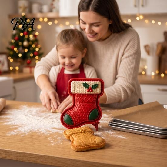 Elk Fondant Cutter Christmas Cookie Cutter, Push Type Integrated Baking Mold, Plastic Gingerbread Man Mold Clay Decorating Tool for Holiday