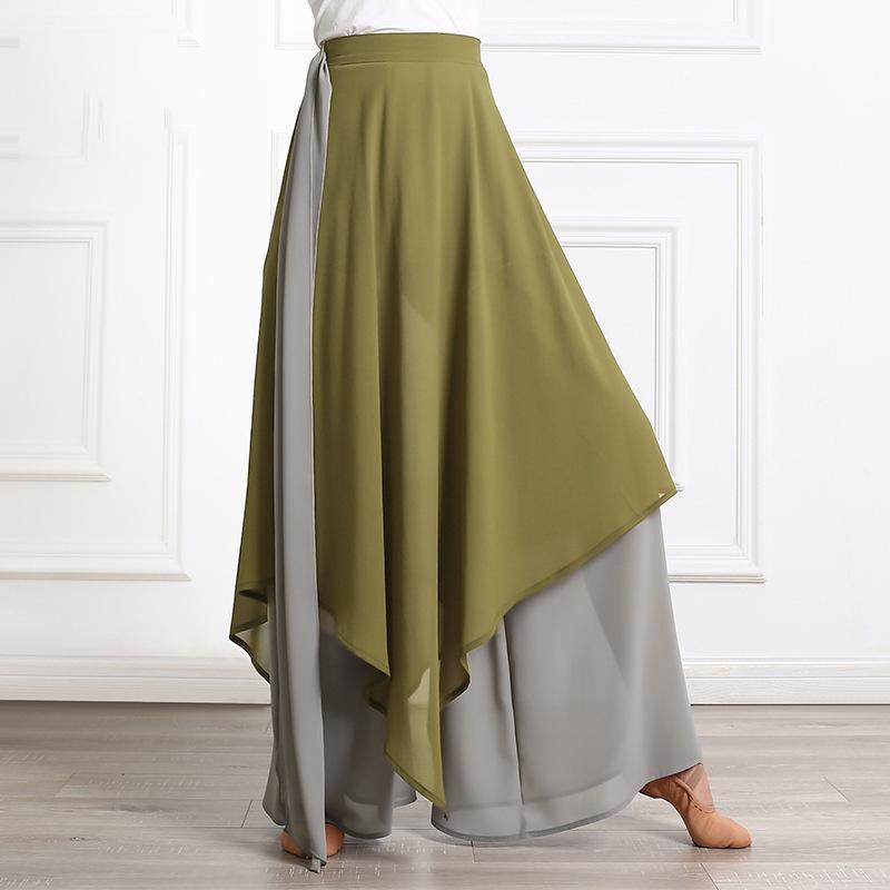Women's Wide Leg Pants Elegant Chiffon Classical Dance Practice Clothes Chinese Modern Dance Adult Blocking Dance Pants