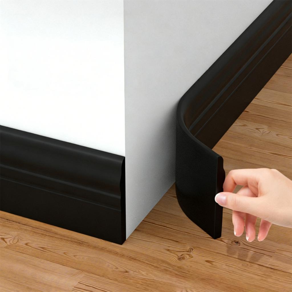 1pc 2m/78.74in Soft Skirting Board Self-Adhesive Wall Sticker Wall Corner Floor Line Renovation Ugly Decoration Strip