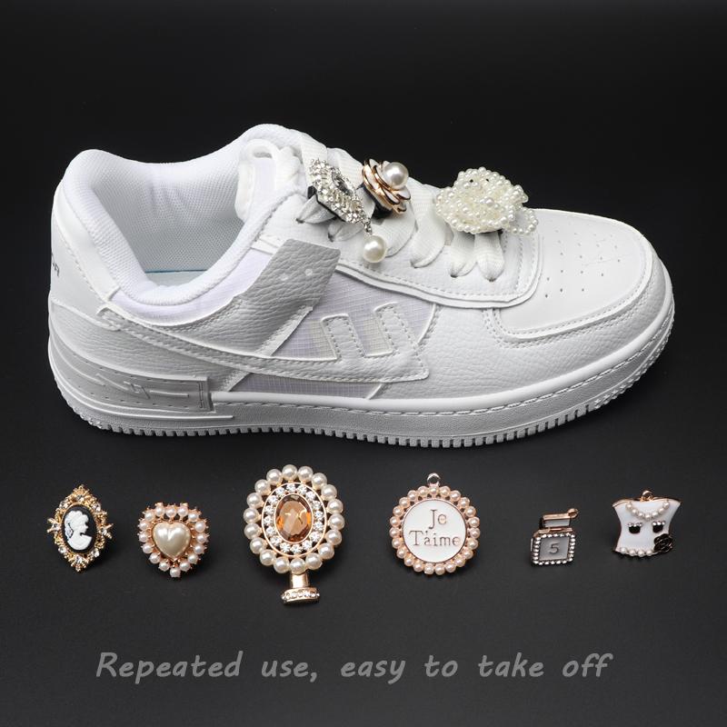 Shoe Charms for Sneakers Shoelaces Clips Buckle Decorations Rhinestones Pearl Gem Casual Flower Fashion Shoes Accessories 1 PCS
