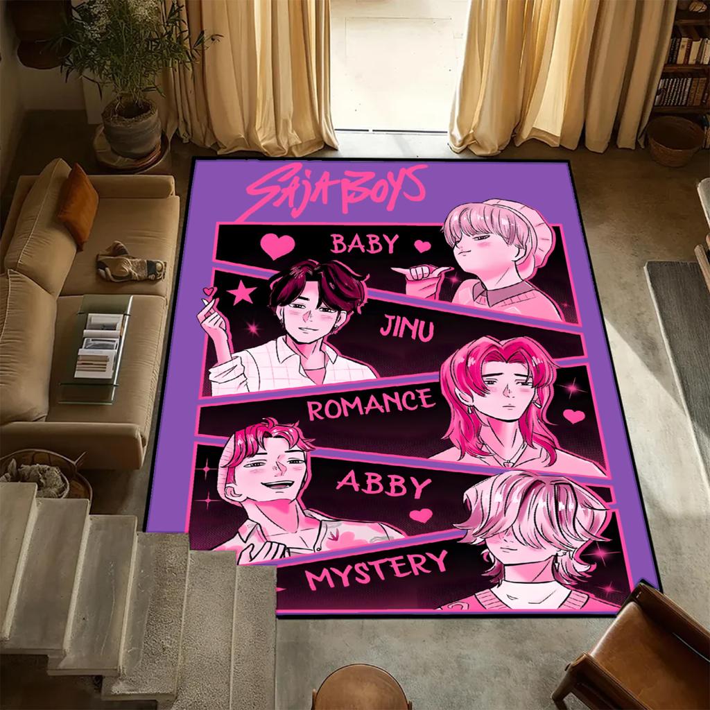 D-Demon H-Hunters Carpet K-POP Flannel Rug Bedroom Decor Kid Nonslip Carpet Floor Mat Surface Comfortable Carpet Birthday Gift