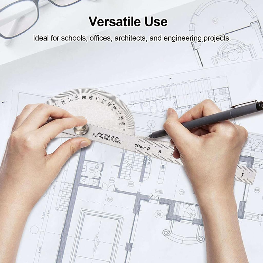 Угловой транспортир из нержавеющей стали, портативный, регулируемый от 0 до 180 градусов, линейка-искатель, инструмент для измерения угла с линейкой для деревообработки длиной 10 см