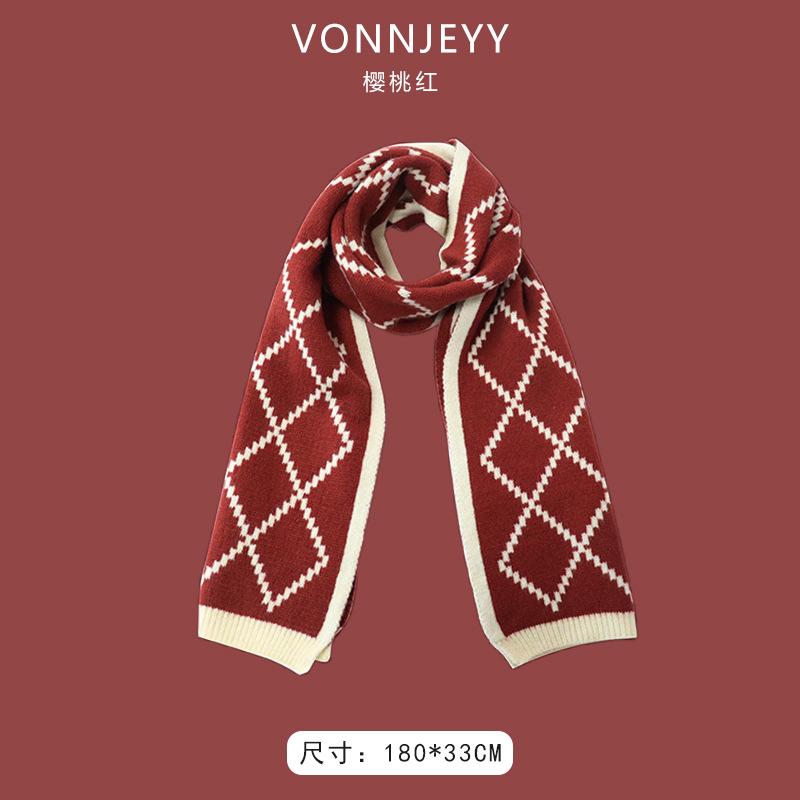 New Christmas Cherry Red Warm Scarf White Autumn and Winter with New Red Scarf Soft Waxy Quality Shawl