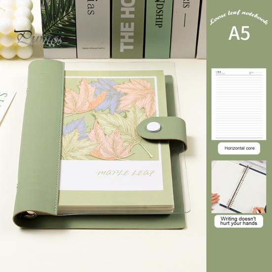 A5 B5 Binder Notebook 120 Pages Artificial Leather Cover Lined Loose-leaf Notebook Metal Snap Personal Journal