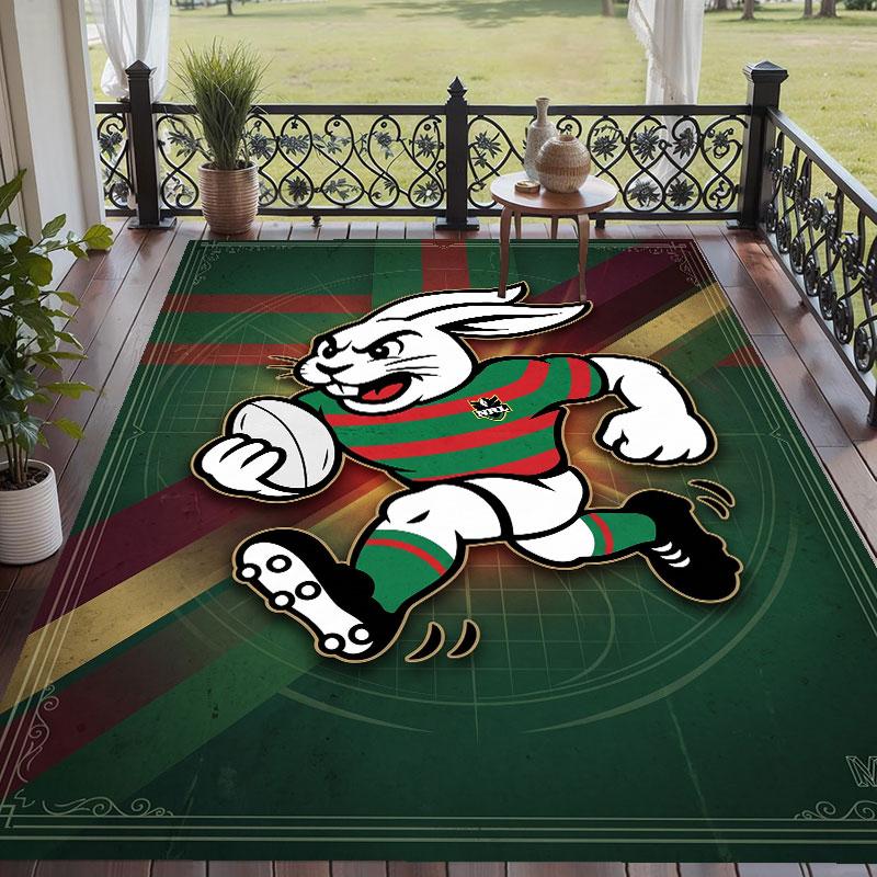 Soft Floor Carpet South Sydney Rabbitohs Pattern Area Rug Decorative Mat For Home Room Decoration