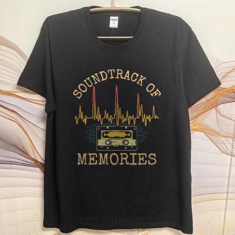 Streetwear Summer For Men tshirt Soundtrack Of Memories Tape Waveform Design Short Sleeve Workout Round Neck Tee Shirt