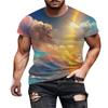 Летние праздничные модные повседневные футболки с рисунком пейзажа для мужчин, модные напечатанные красивые свободные футболки с круглым вырезом и коротким рукавом