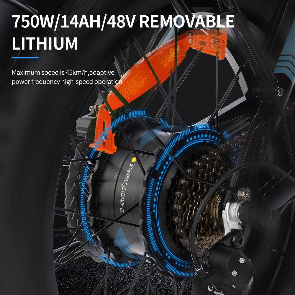 Ridstar Электрический велосипед H20 Foldble, двигатель 1000 Вт, аккумулятор 48 В, 15 Ач