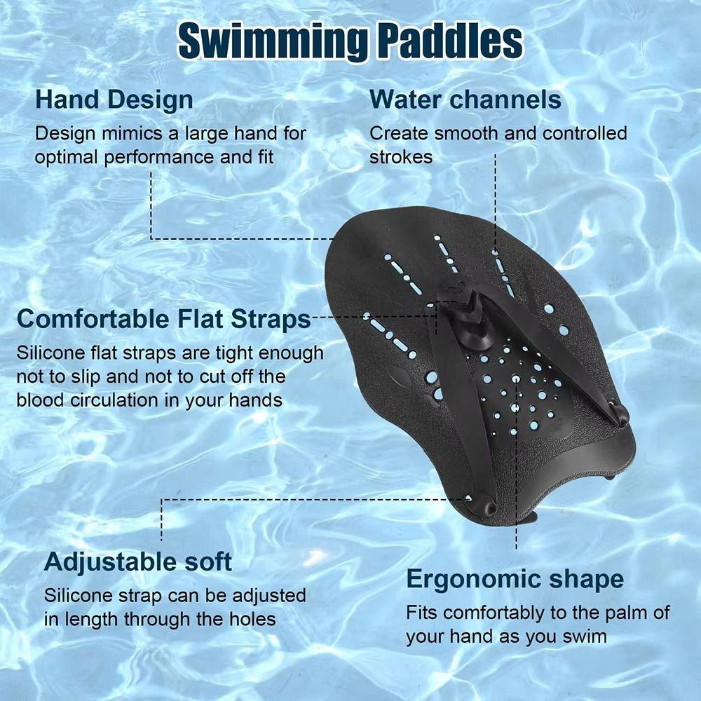 1Pair Freestyle Swim Paddles With Silicone Straps Kids/Adult Swimming Frog Paddle Adjustable Hands Fins Flippers 4