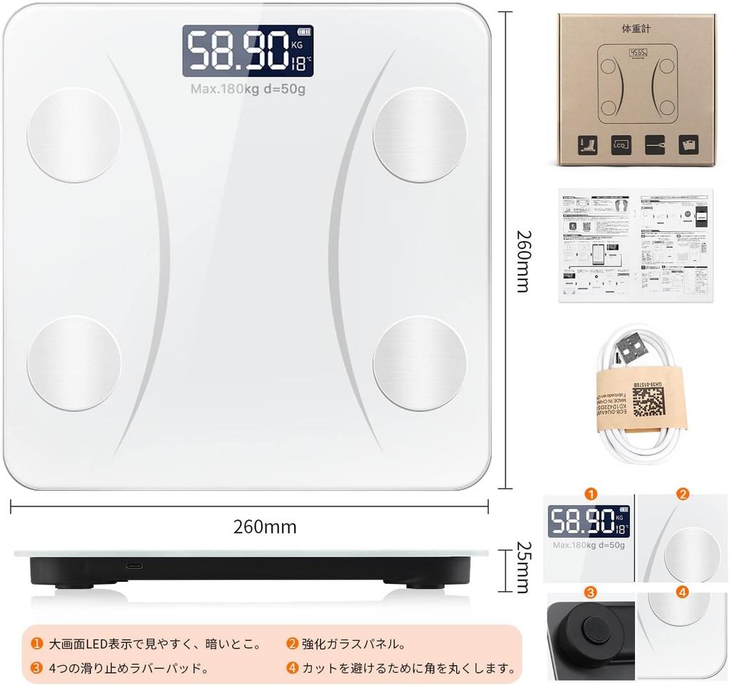 Weighing Scale Bluetooth Smartphone Linked Health Meter Body Fat Meter Bluetooth Body Composition Meter 2024 Latest High Storage Japanese APP Body