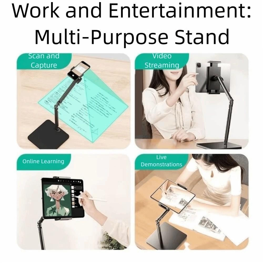 Height Adjustable Desktop Phone Tablet Holder Multi-Angle Long Arm Tablet Bracket  Bed Use