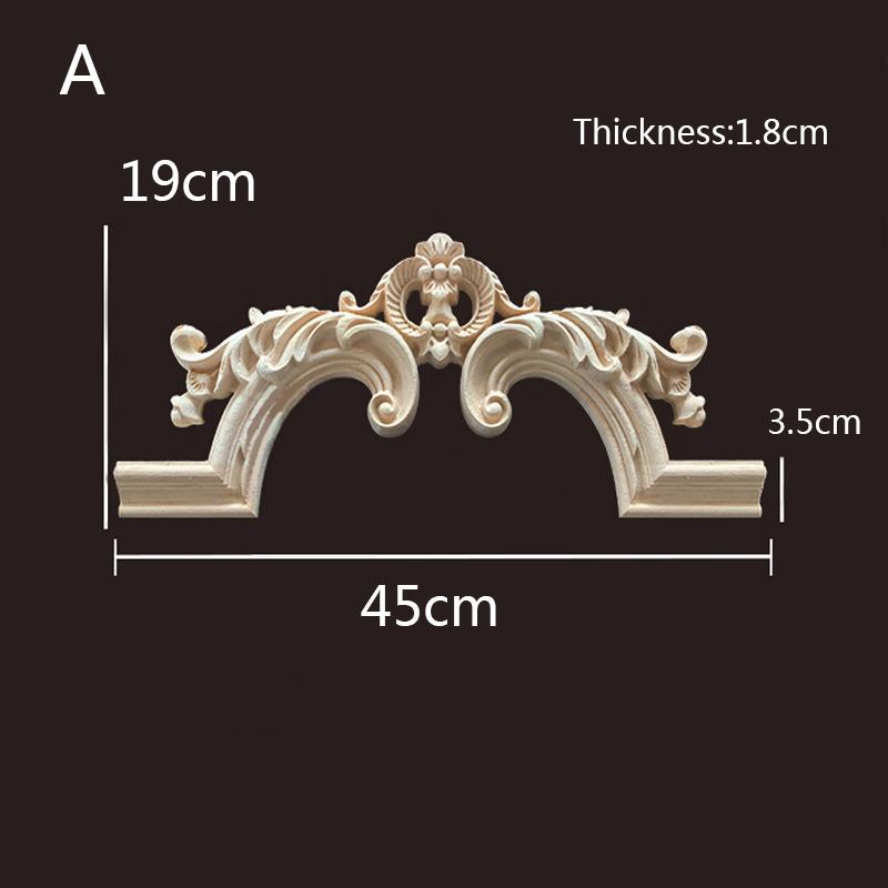 Rubber Wood Applique for Furniture Flower Decoration Wood Carving Onlays Luxury Living Room Decoration Decal Floral Home Decor