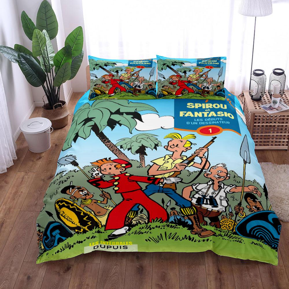 Комплект пододеяльника Spirou Et Fantasio Comics Stripe King Queen Double Full Twin Single