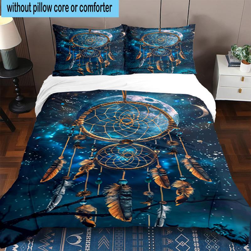 Dreamcatcher Fantasy Flowers 3pcs Bedding,Including 1pc Duvet Cover And 2pcs Pillowcases Perfect for Christmas,Ideal for Bedroom, Dormitory