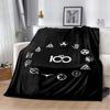The 100 TV Series Clan Symbols Flannel Blanket, Soft Warm Throw with Black & White Print for Bed Sofa, Cozy Bedding for The 100 Fans